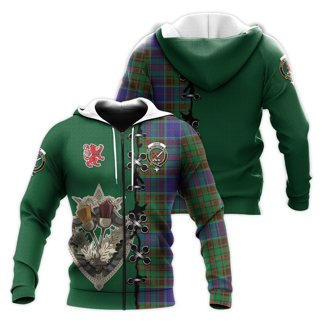 Adam Tartan Hoodie - Lion Rampant And Celtic Thistle Style