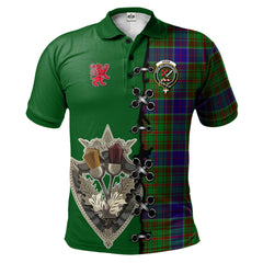 Adam Tartan Polo Shirt - Lion Rampant And Celtic Thistle Style