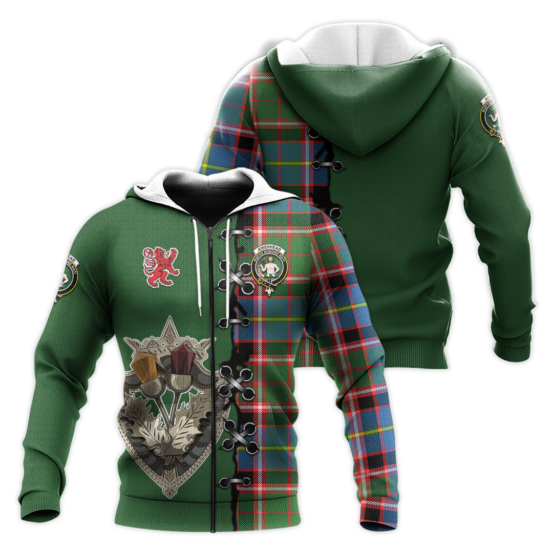 Aikenhead Tartan Hoodie - Lion Rampant And Celtic Thistle Style