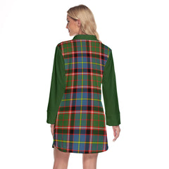 Aikenhead Tartan Women's Lapel Shirt Dress With Long Sleeve