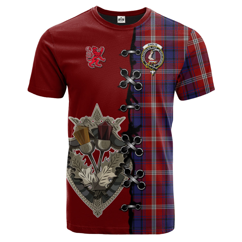 Ainslie Tartan T-shirt - Lion Rampant And Celtic Thistle Style