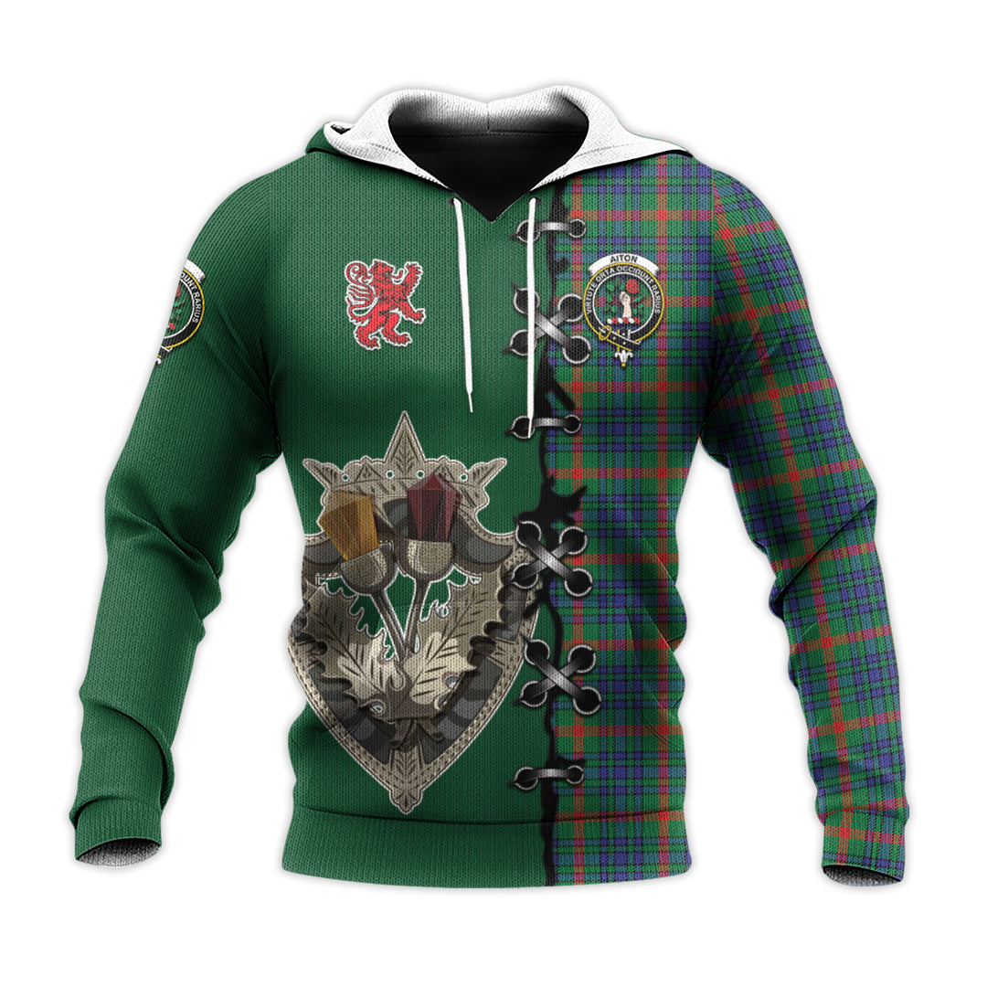 Aiton Tartan Hoodie - Lion Rampant And Celtic Thistle Style