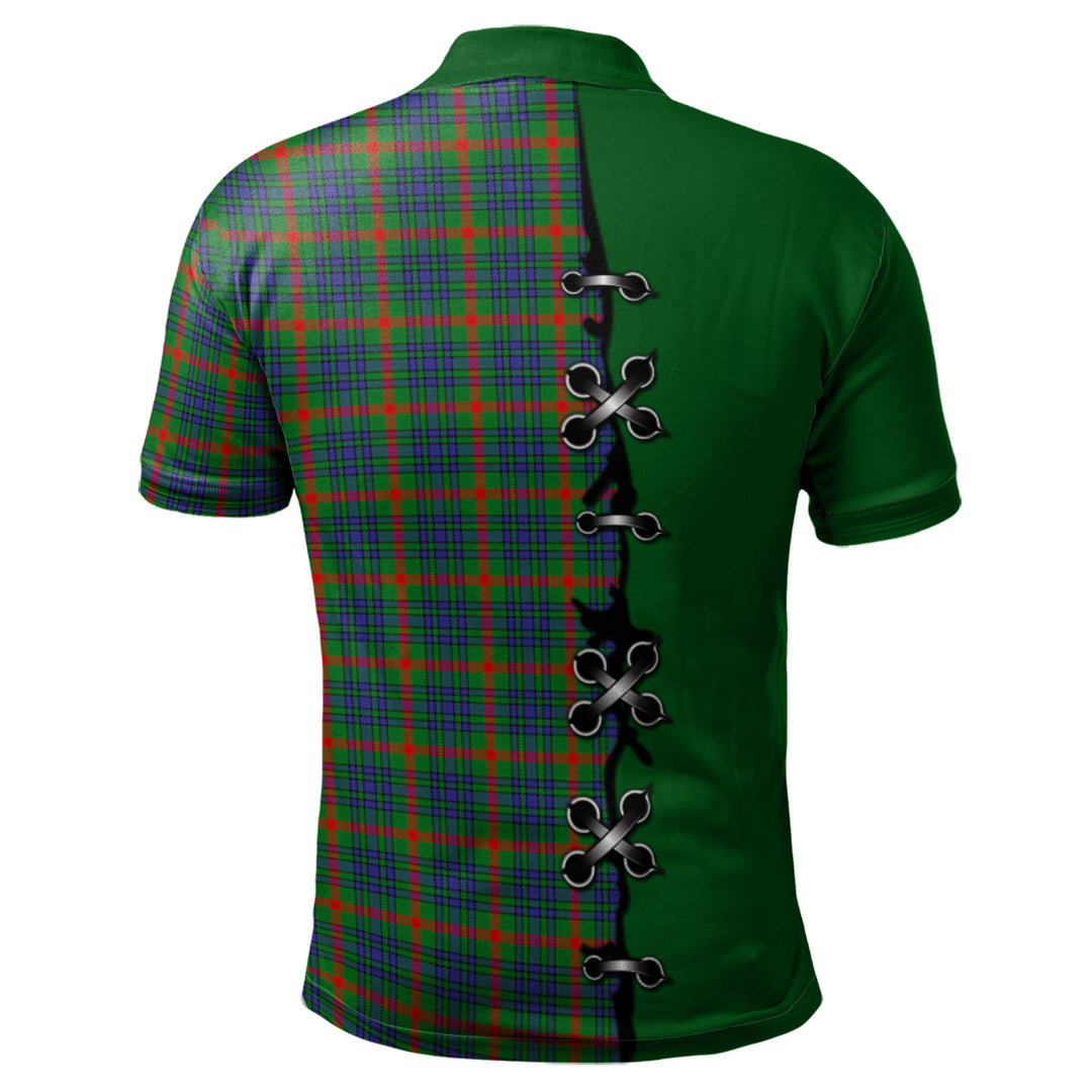 Aiton Tartan Polo Shirt - Lion Rampant And Celtic Thistle Style