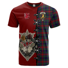 Allison Red Tartan T-shirt - Lion Rampant And Celtic Thistle Style