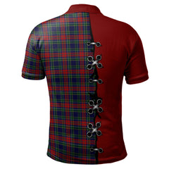 Allison Red Tartan Polo Shirt - Lion Rampant And Celtic Thistle Style