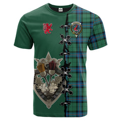 Armstrong Ancient Tartan T-shirt - Lion Rampant And Celtic Thistle Style