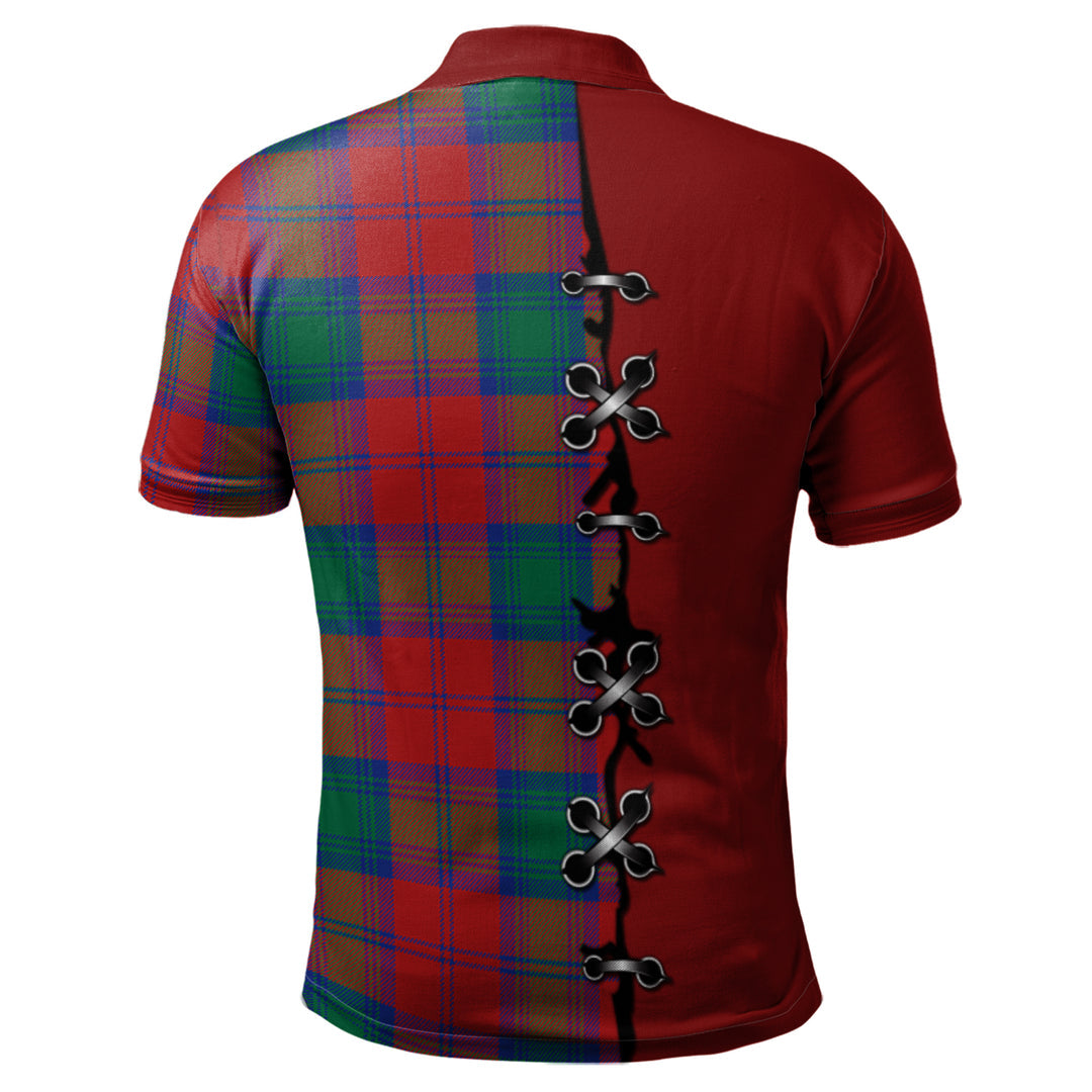 Auchinleck Tartan Polo Shirt - Lion Rampant And Celtic Thistle Style