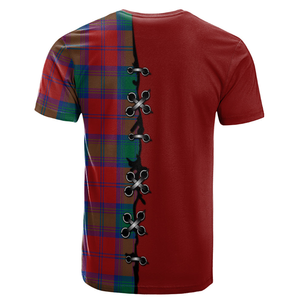 Auchinleck Tartan T-shirt - Lion Rampant And Celtic Thistle Style