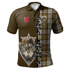 Baillie Dress Tartan Polo Shirt - Lion Rampant And Celtic Thistle Style