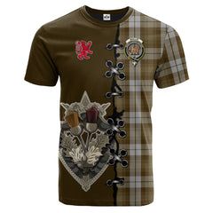 Baillie Dress Tartan T-shirt - Lion Rampant And Celtic Thistle Style