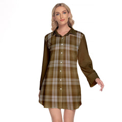 Baillie Dress Tartan Women's Lapel Shirt Dress With Long Sleeve