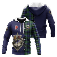 Baillie Modern Tartan Hoodie - Lion Rampant And Celtic Thistle Style