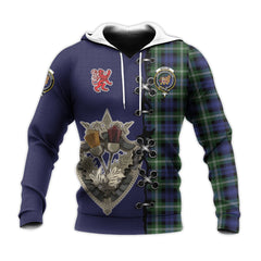 Baillie Modern Tartan Hoodie - Lion Rampant And Celtic Thistle Style