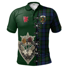 Baird Tartan Polo Shirt - Lion Rampant And Celtic Thistle Style