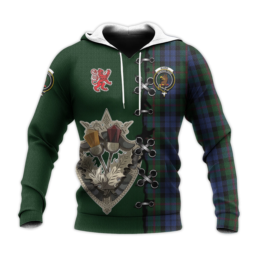 Baird Tartan Hoodie - Lion Rampant And Celtic Thistle Style