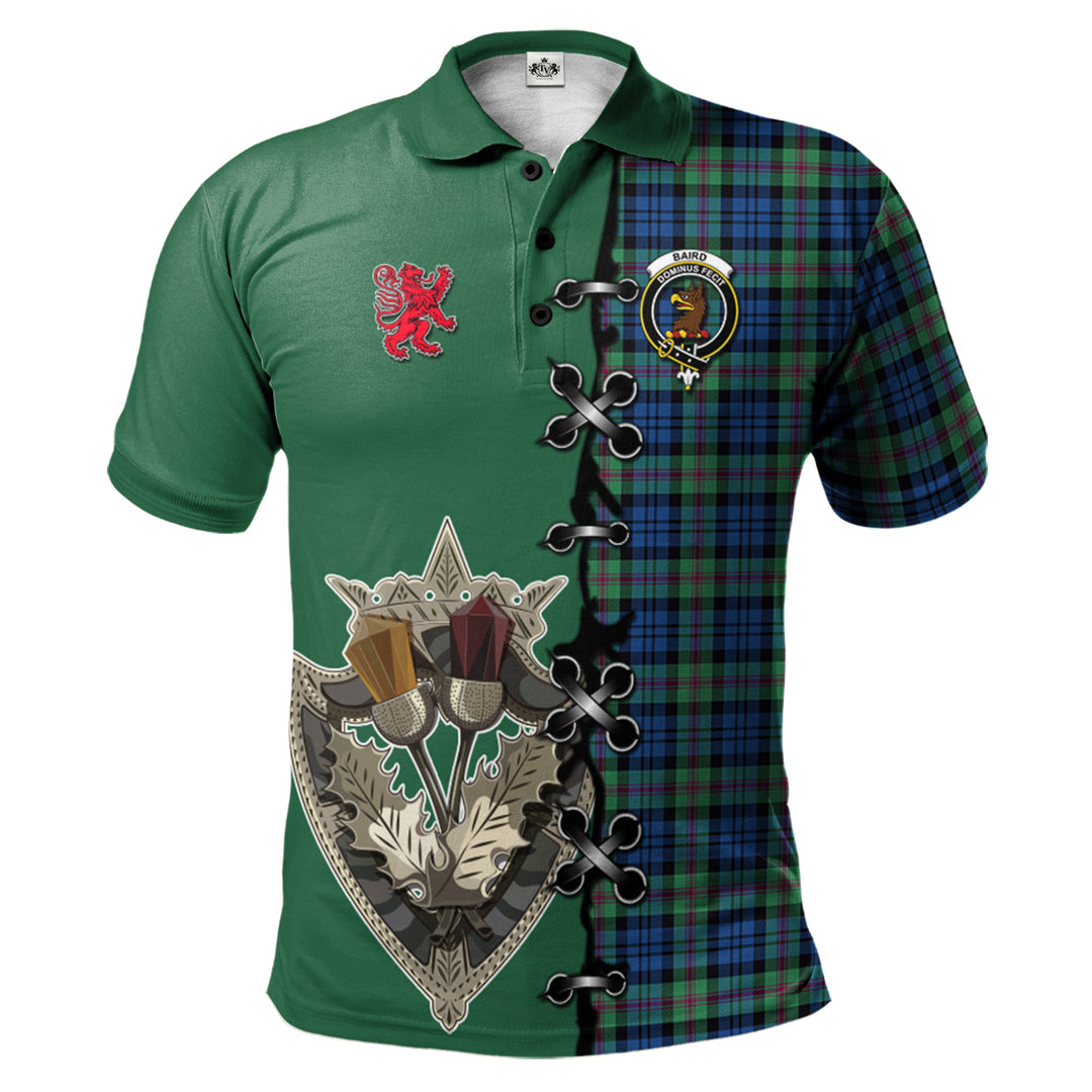 Baird Ancient Tartan Polo Shirt - Lion Rampant And Celtic Thistle Style