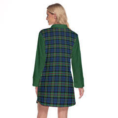 Baird Ancient Tartan Women's Lapel Shirt Dress With Long Sleeve