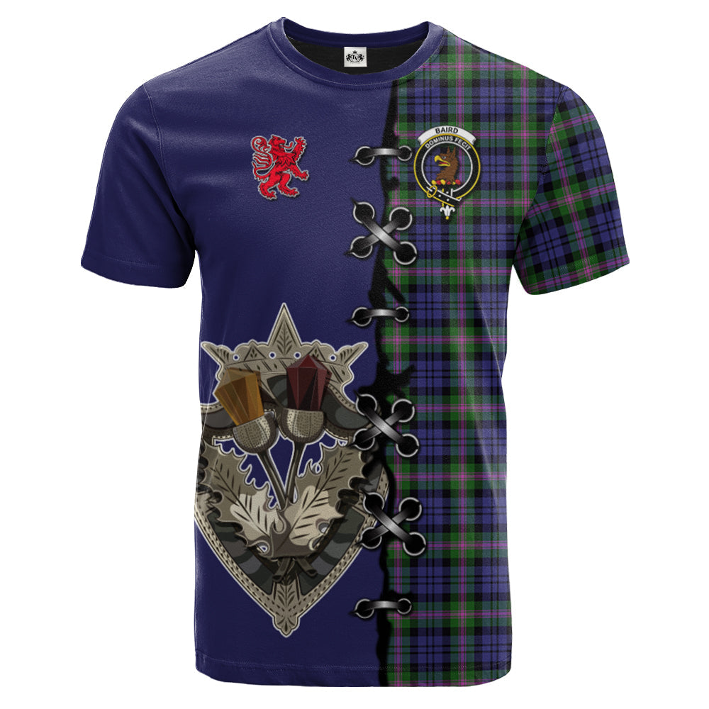 Baird Modern Tartan T-shirt - Lion Rampant And Celtic Thistle Style