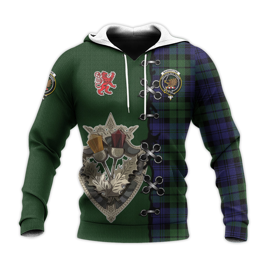 Bannatyne Tartan Hoodie - Lion Rampant And Celtic Thistle Style