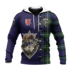 Bannerman Tartan Hoodie - Lion Rampant And Celtic Thistle Style