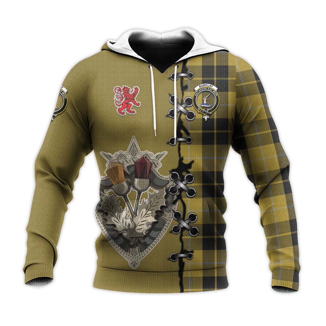 Barclay Dress Tartan Hoodie - Lion Rampant And Celtic Thistle Style