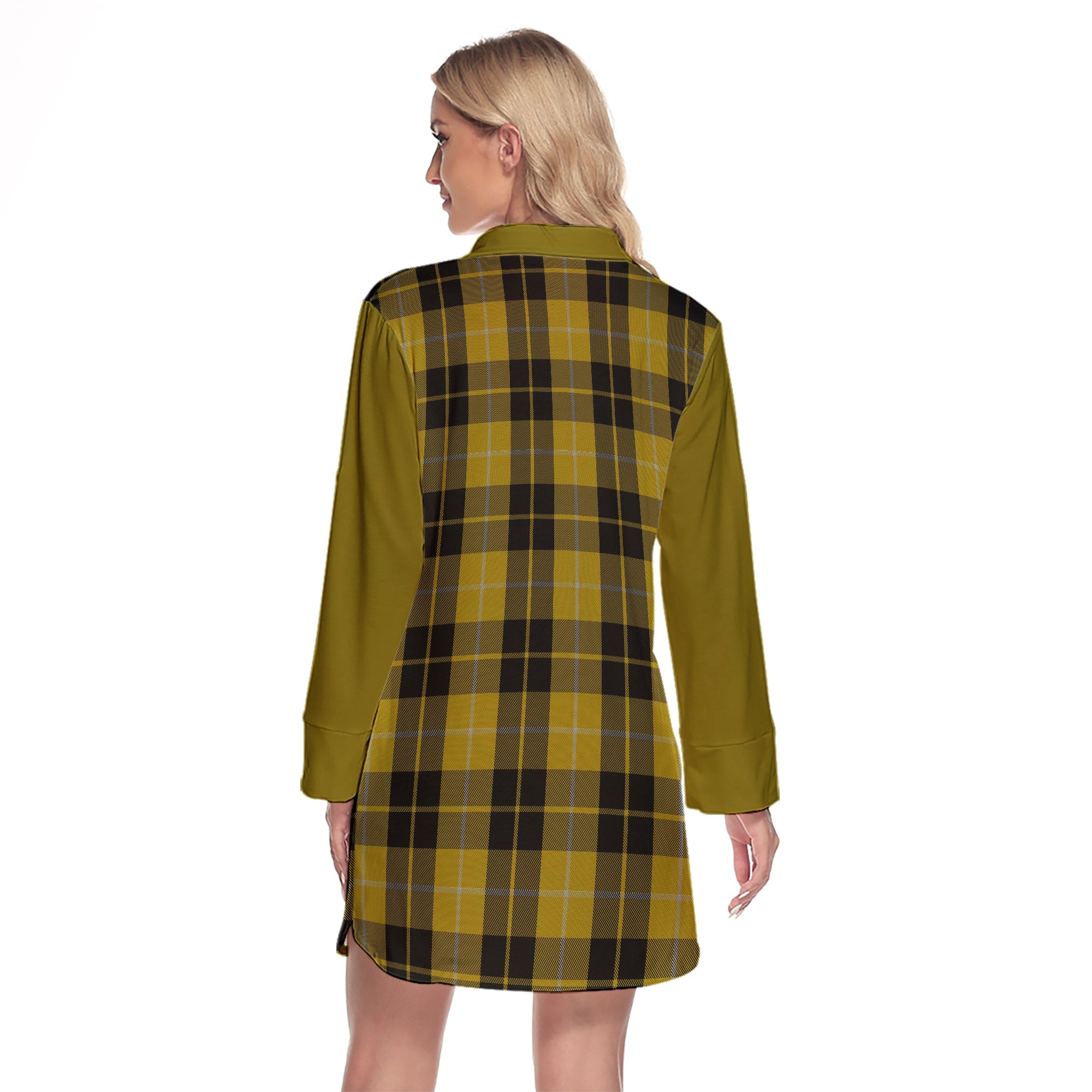 Barclay Dress Tartan Women's Lapel Shirt Dress With Long Sleeve