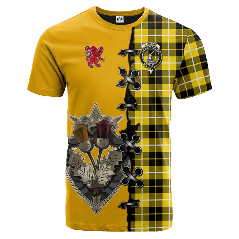 Barclay Dress Modern Tartan T-shirt - Lion Rampant And Celtic Thistle Style