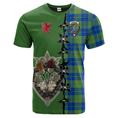 Barclay Hunting Ancient Tartan T-shirt - Lion Rampant And Celtic Thistle Style