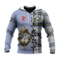 Bell Tartan Hoodie - Lion Rampant And Celtic Thistle Style