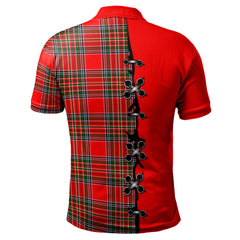 Binning Tartan Polo Shirt - Lion Rampant And Celtic Thistle Style