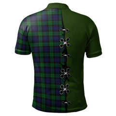 Black Watch Tartan Polo Shirt - Lion Rampant And Celtic Thistle Style