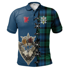 Black Watch Ancient Tartan Polo Shirt - Lion Rampant And Celtic Thistle Style