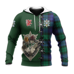 Black Watch Modern Tartan Hoodie - Lion Rampant And Celtic Thistle Style