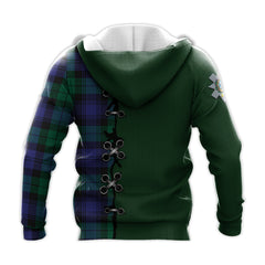 Black Watch Modern Tartan Hoodie - Lion Rampant And Celtic Thistle Style