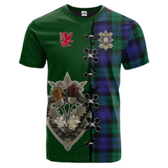 Black Watch Modern of Canada Tartan T-shirt - Lion Rampant And Celtic Thistle Style