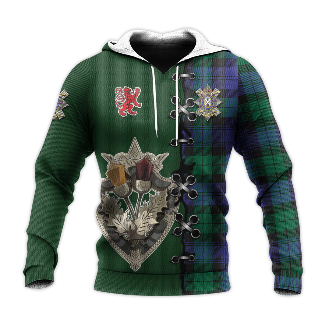 Black Watch Modern of Canada Tartan Hoodie - Lion Rampant And Celtic Thistle Style