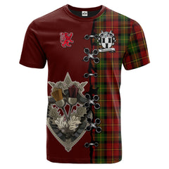 Blackstock Red Dress Tartan T-shirt - Lion Rampant And Celtic Thistle Style