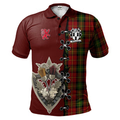 Blackstock Red Dress Tartan Polo Shirt - Lion Rampant And Celtic Thistle Style