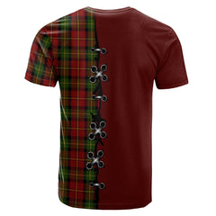 Blackstock Red Dress Tartan T-shirt - Lion Rampant And Celtic Thistle Style