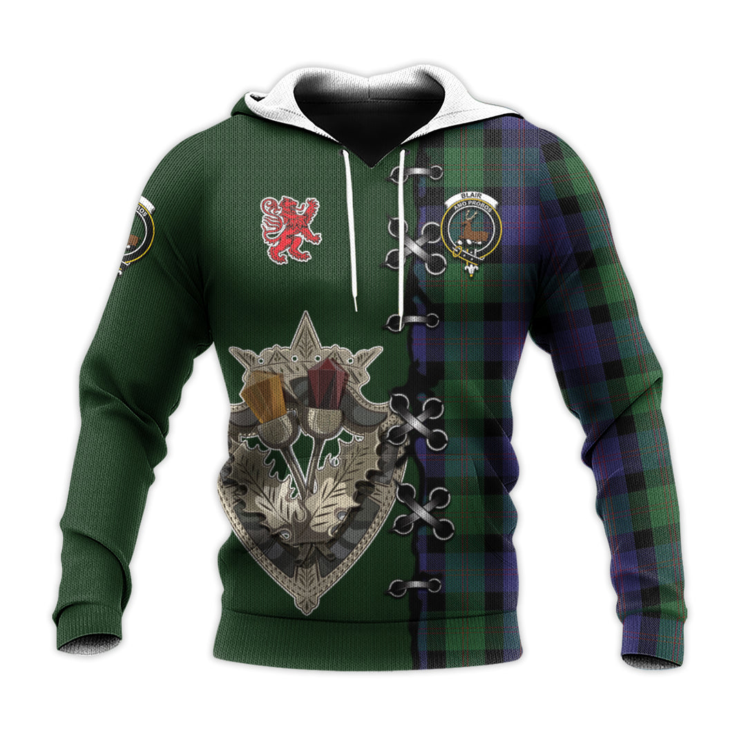 Blair Tartan Hoodie - Lion Rampant And Celtic Thistle Style