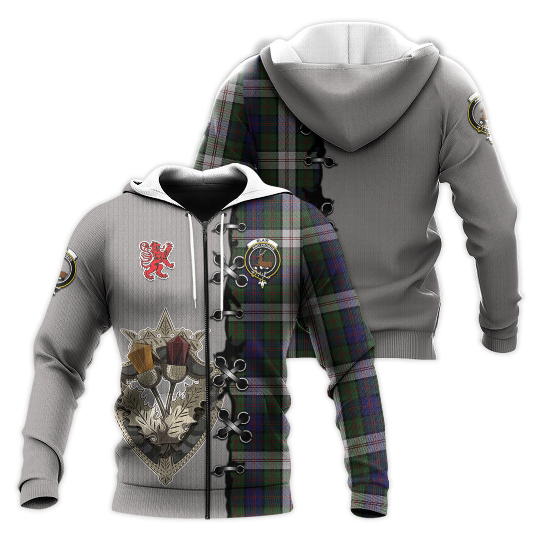 Blair Dress Tartan Hoodie - Lion Rampant And Celtic Thistle Style