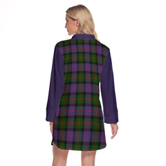 Blair Modern Tartan Women's Lapel Shirt Dress With Long Sleeve