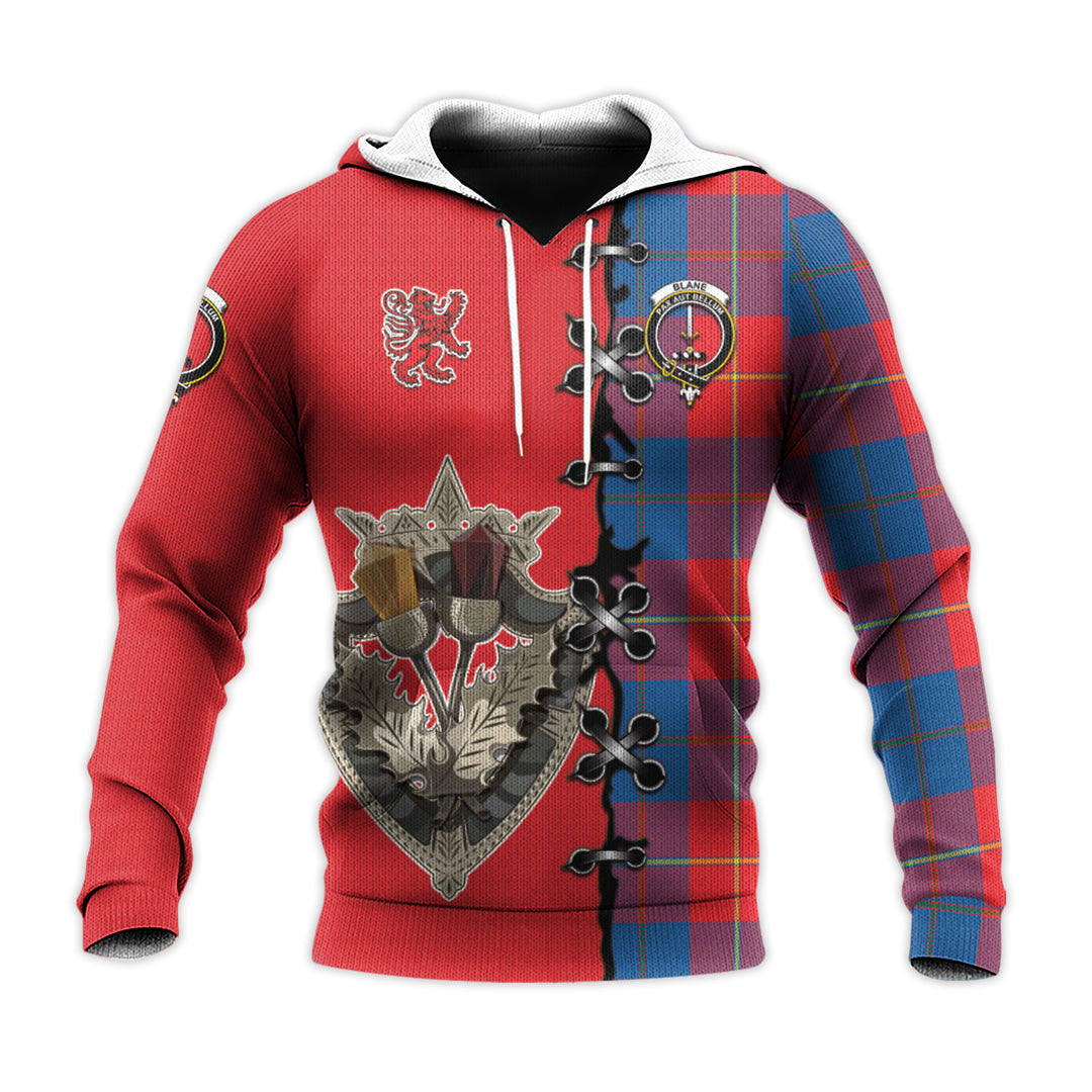 Blane Tartan Hoodie - Lion Rampant And Celtic Thistle Style