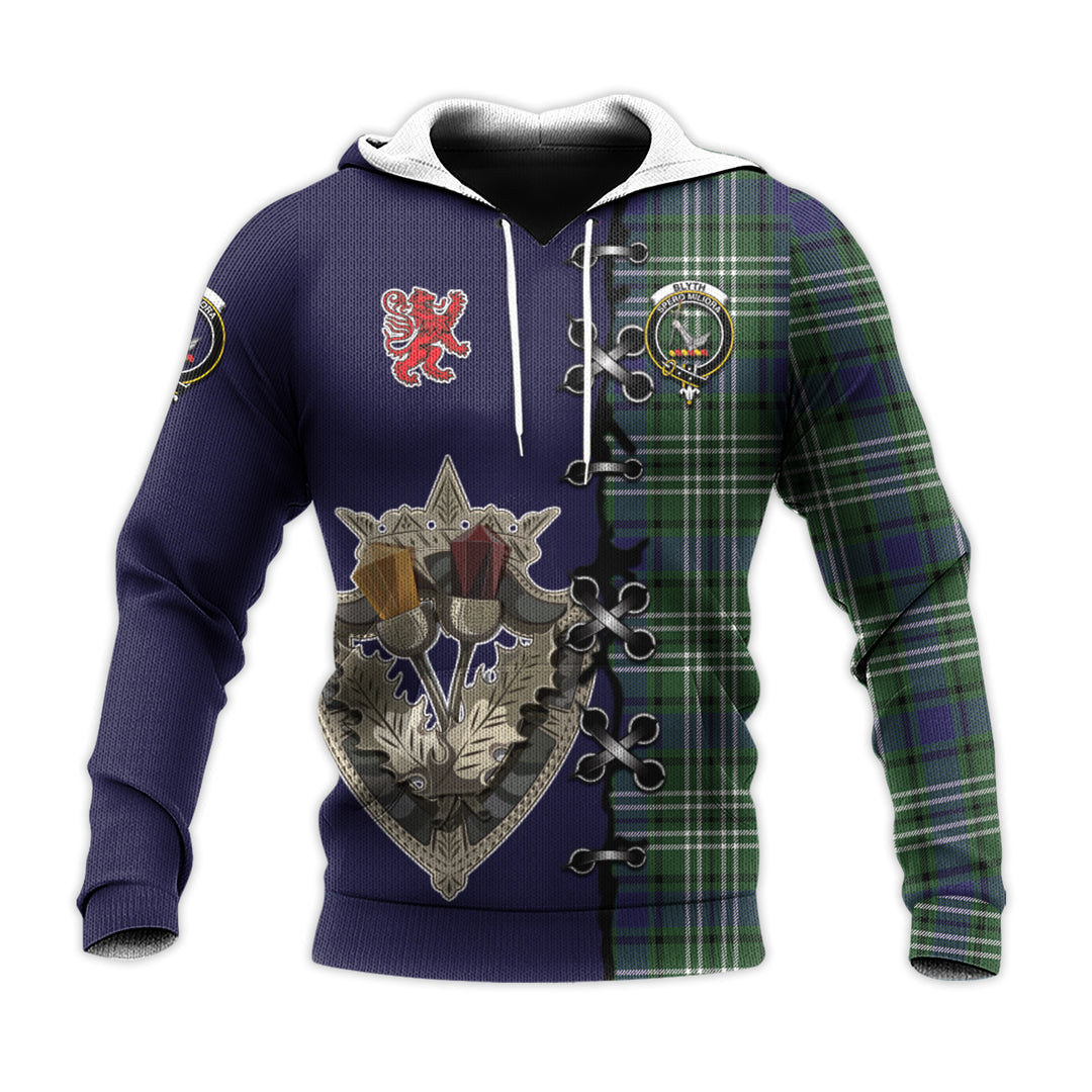 Blyth Tartan Hoodie - Lion Rampant And Celtic Thistle Style