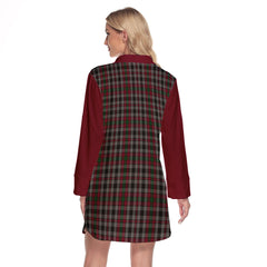 Borthwick Tartan Women's Lapel Shirt Dress With Long Sleeve