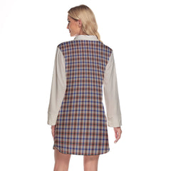 Boswell Tartan Women's Lapel Shirt Dress With Long Sleeve