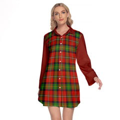 Boyd Modern Tartan Women's Lapel Shirt Dress With Long Sleeve