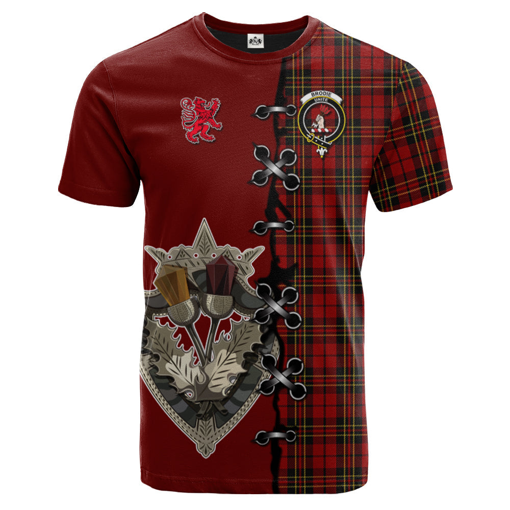 Brodie Tartan T-shirt - Lion Rampant And Celtic Thistle Style