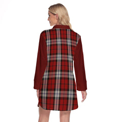 Brodie Dress Tartan Women's Lapel Shirt Dress With Long Sleeve