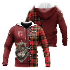 Brodie Modern Tartan Hoodie - Lion Rampant And Celtic Thistle Style